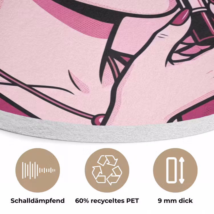 Vintage - Vrouw - Roze Akoestische PET Vilt - Rond klein -closeup_DE