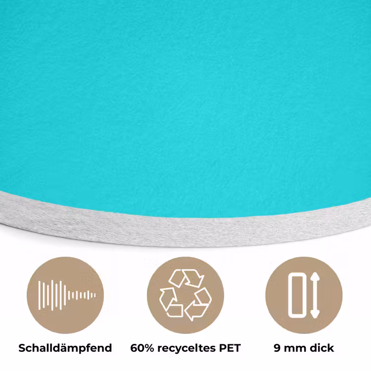 Vivid - Aquamarine - Turkoois Akoestische PET Vilt - Rond klein 838 -closeup_DE