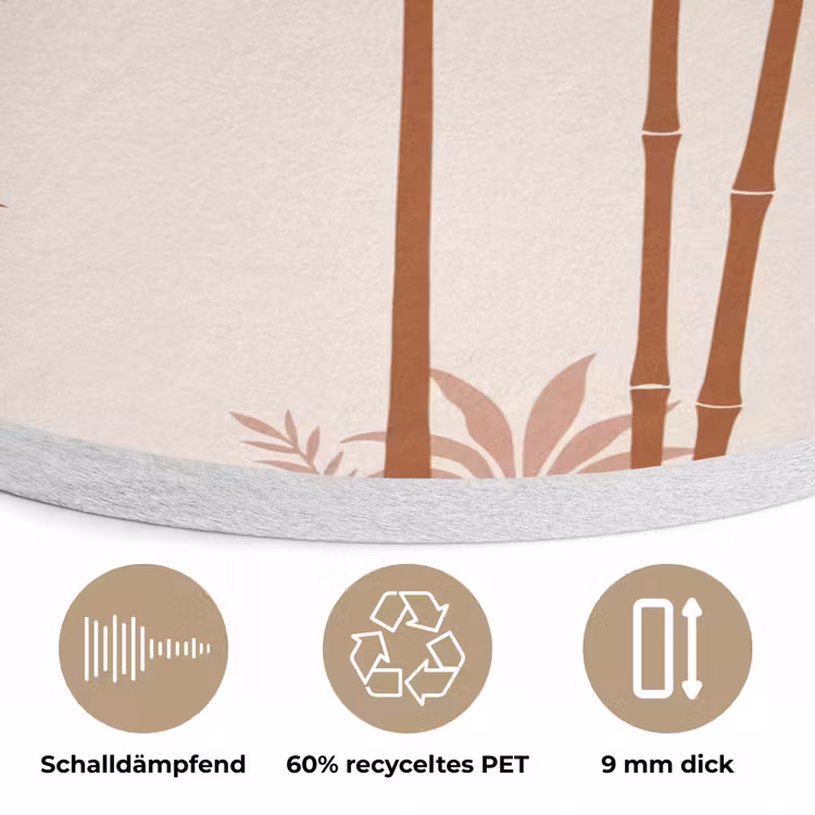 Vogel - Boom - Tropisch - Minimalistisch - Bruin Akoestische PET Vilt - Rond klein -closeup_DE
