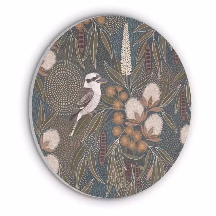 Vogel - Bladeren - Natuur - Illustratie - Groen Akoestische PET Vilt - Rond klein -3d