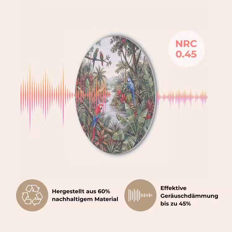 Vogel - Jungle - Natuur - Mozaïek - Groen Akoestische PET Vilt - Rond klein -USP_DE