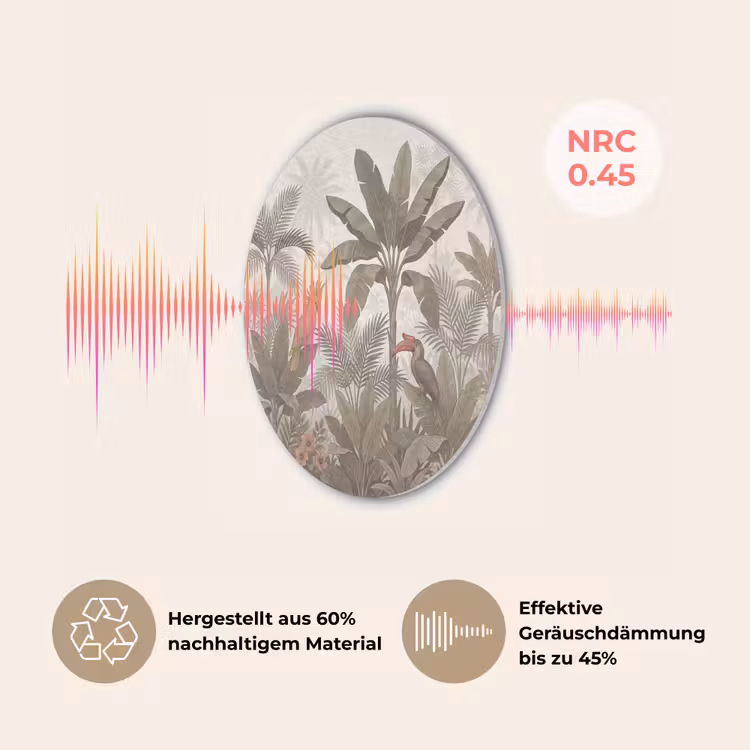 Vogel - Jungle - Tropisch - Illustratie - Groen Akoestische PET Vilt - Rond klein -USP_DE