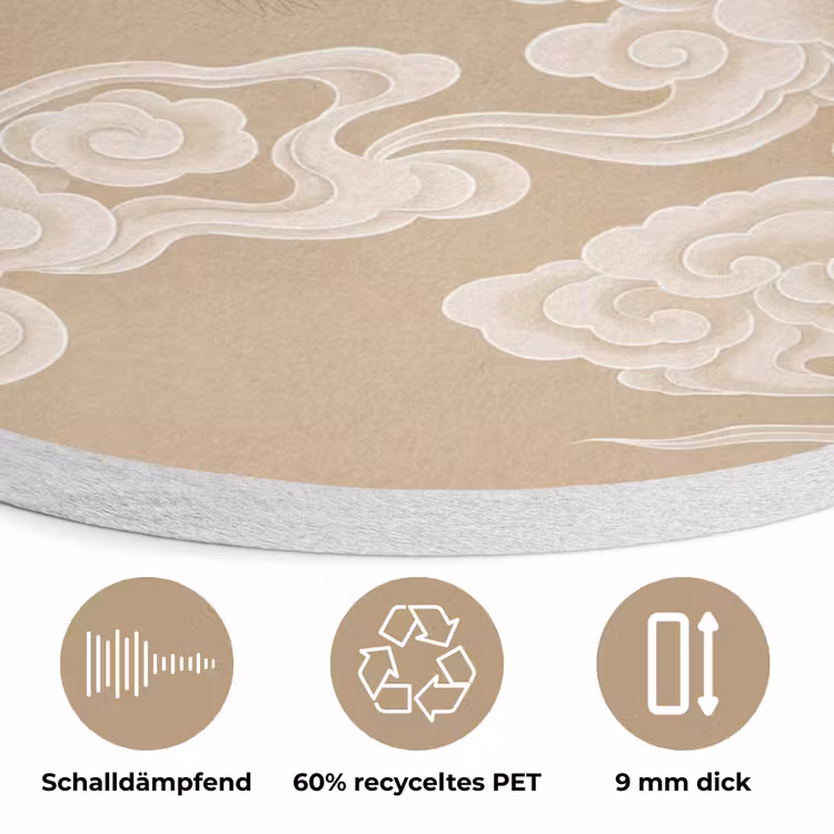 Vogels - Vliegen - Beige Akoestische PET Vilt - Rond klein -closeup_DE