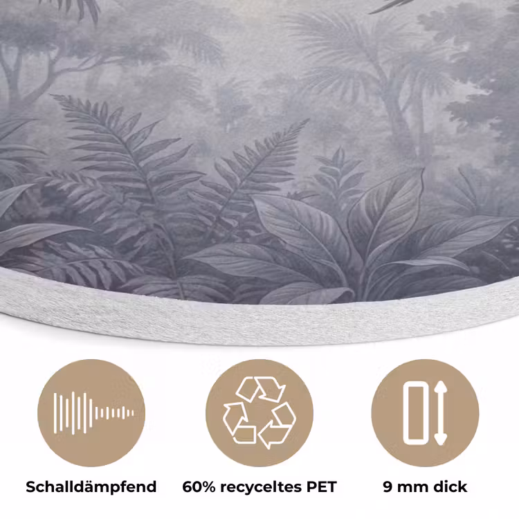 Vogel - Vliegend - Jungle - Vintage - Dieren Akoestische PET Vilt - Rond klein -closeup_DE