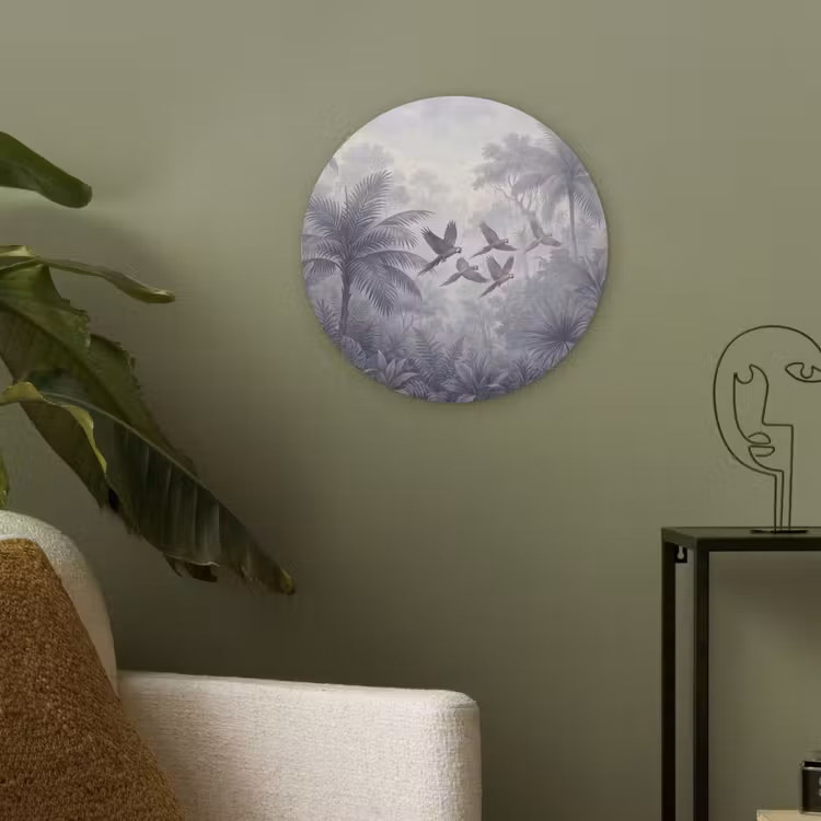 Vogel - Vliegend - Jungle - Vintage - Dieren Akoestische PET Vilt - Rond klein -sfeer2
