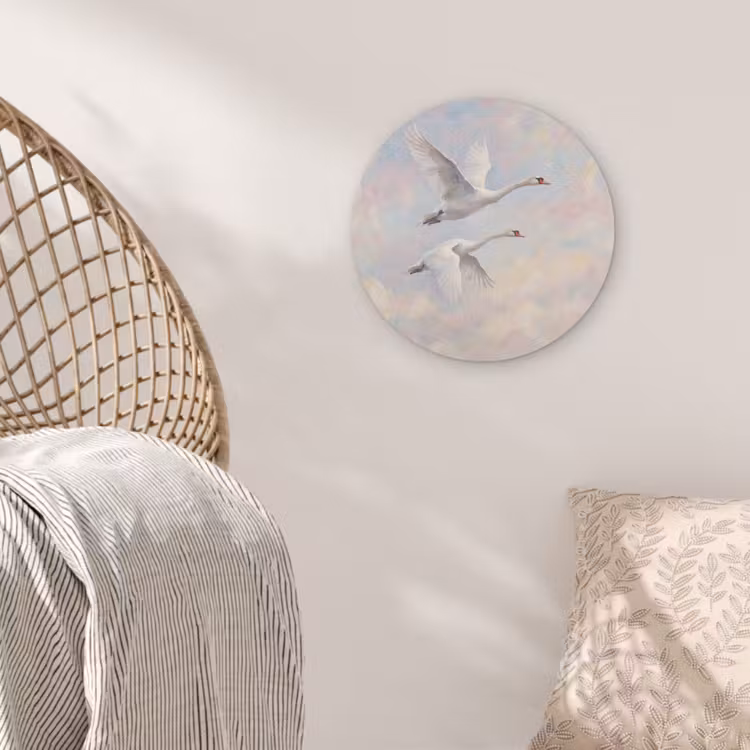 Vogel - Vliegend - Lucht - Modern - Pastel Akoestische PET Vilt - Rond klein -sfeer4