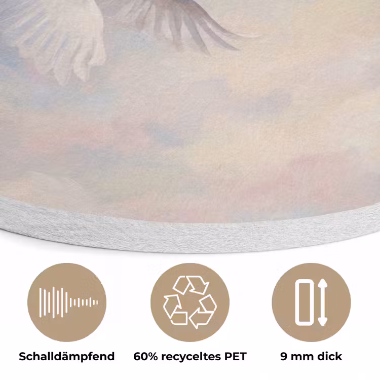 Vogel - Vliegend - Lucht - Modern - Pastel Akoestische PET Vilt - Rond klein -closeup_DE