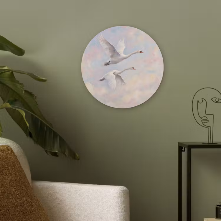 Vogel - Vliegend - Lucht - Modern - Pastel Akoestische PET Vilt - Rond klein -sfeer2