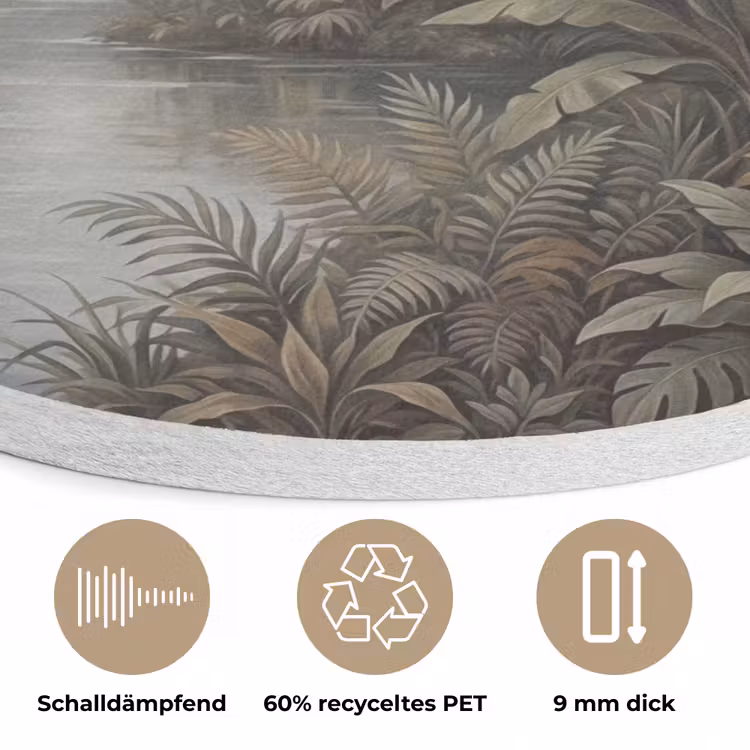 Vogel - Vliegend - Tropisch - Landschap - Klassiek Akoestische PET Vilt - Rond klein -closeup_DE