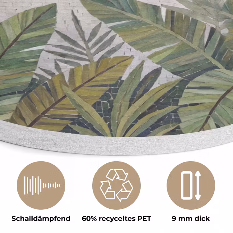 Vogel - Vliegend - Tropisch - Mozaïek - Groen Akoestische PET Vilt - Rond klein -closeup_DE