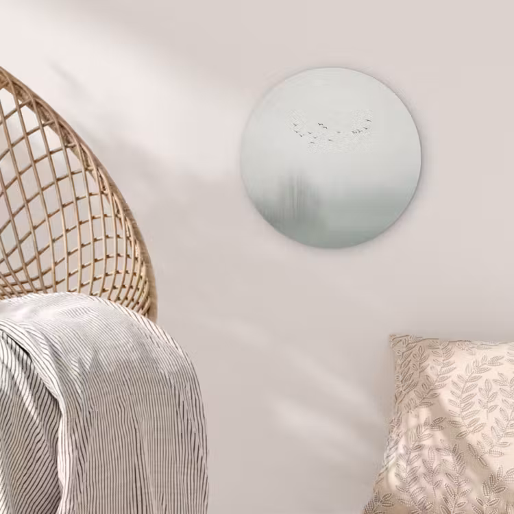 Vogel - Vlucht - Natuur - Minimalistisch Akoestische PET Vilt - Rond klein -sfeer4