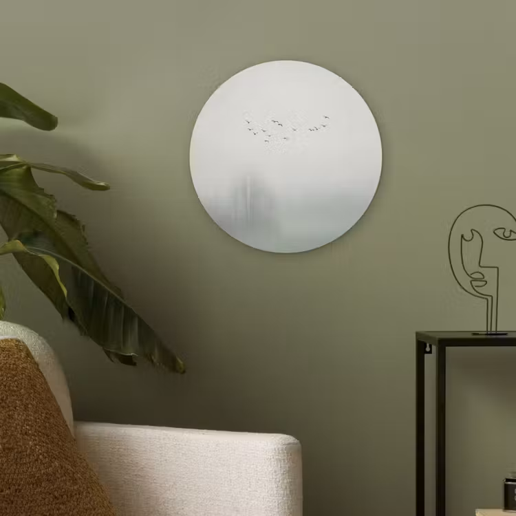 Vogel - Vlucht - Natuur - Minimalistisch Akoestische PET Vilt - Rond klein -sfeer2