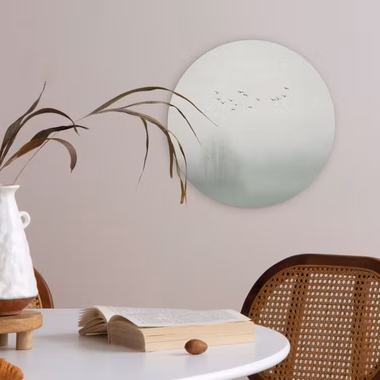 Vogel - Vlucht - Natuur - Minimalistisch Akoestische PET Vilt - Rond klein -sfeer3