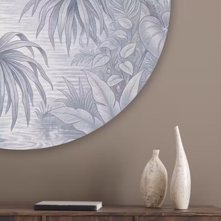 Vogel - Rivier - Tropisch - Illustratie - Blauw Akoestische PET Vilt - Rond klein -sfeer5_closeup
