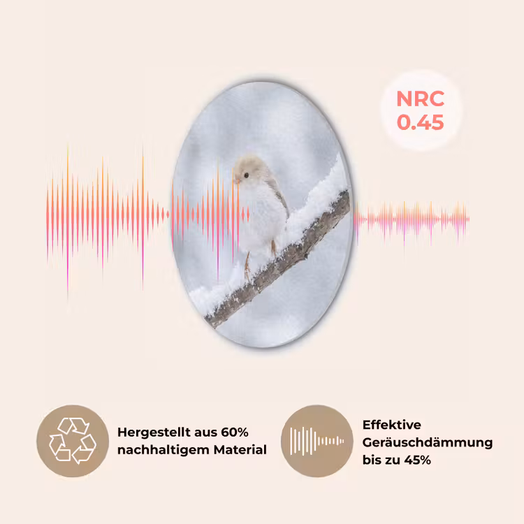 Vogeltje - Sneeuw - Tak - Winter - Zacht Akoestische PET Vilt - Rond klein -USP_DE