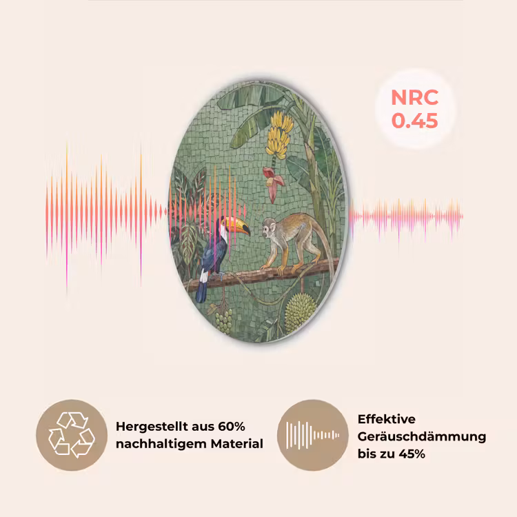 Vogel - Dier - Jungle - Mozaïek - Natuur Akoestische PET Vilt - Rond klein -USP_DE