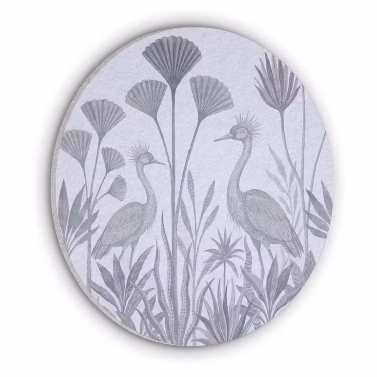 Vogel - Tropisch - Illustratie - Blauwgrijs - Natuur Akoestische PET Vilt - Rond klein -3d