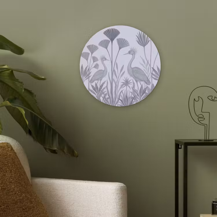 Vogel - Tropisch - Illustratie - Blauwgrijs - Natuur Akoestische PET Vilt - Rond klein -sfeer2