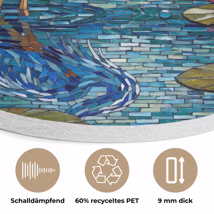 Vogel - Water - Natuur - Abstract - Blauw Akoestische PET Vilt - Rond klein -closeup_DE