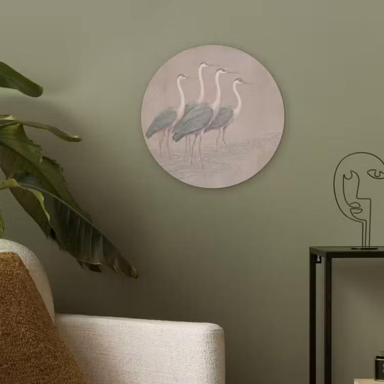 Vogel - Water - Natuur - Vintage Akoestische PET Vilt - Rond klein -sfeer2