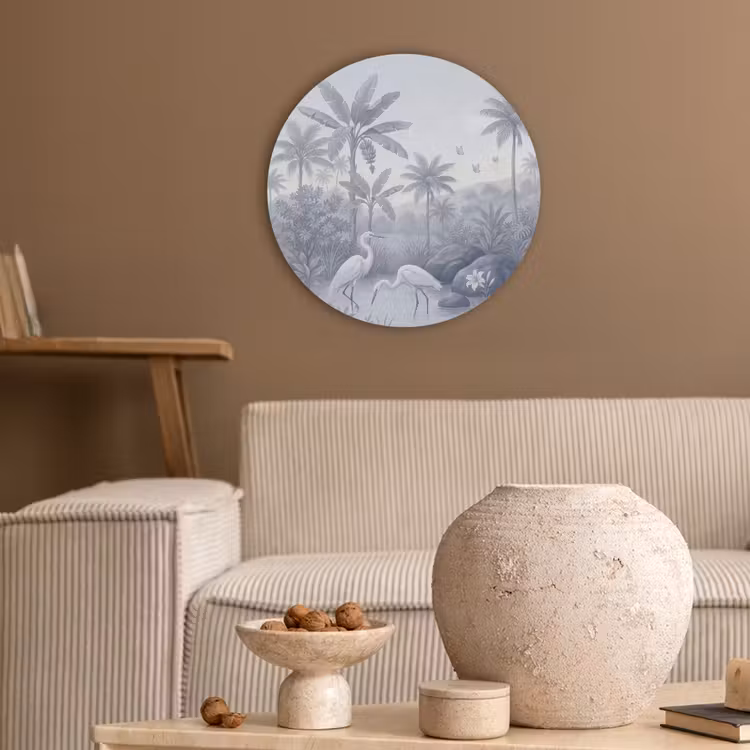 Vogel - Water - Tropisch - Natuur - Blauw Akoestische PET Vilt - Rond klein -sfeer1
