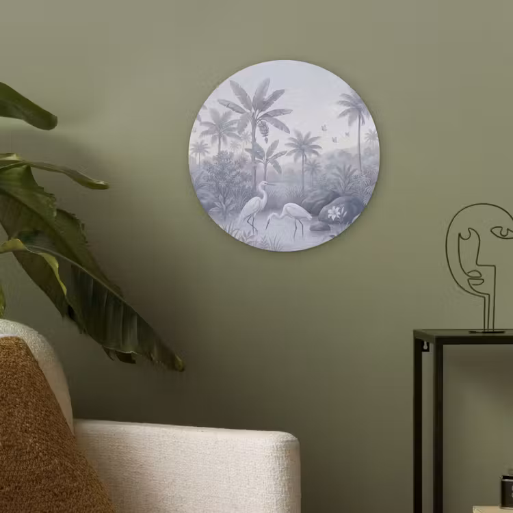 Vogel - Water - Tropisch - Natuur - Blauw Akoestische PET Vilt - Rond klein -sfeer2