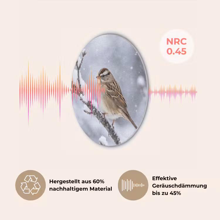 Vogel - Tak - Sneeuw - Winter Akoestische PET Vilt - Rond klein -USP_DE