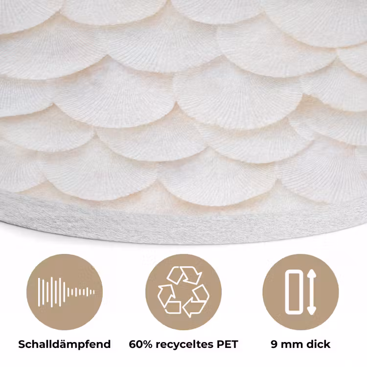 Schubben - Wit - Elegant Akoestische PET Vilt - Rond klein 838 -closeup_DE