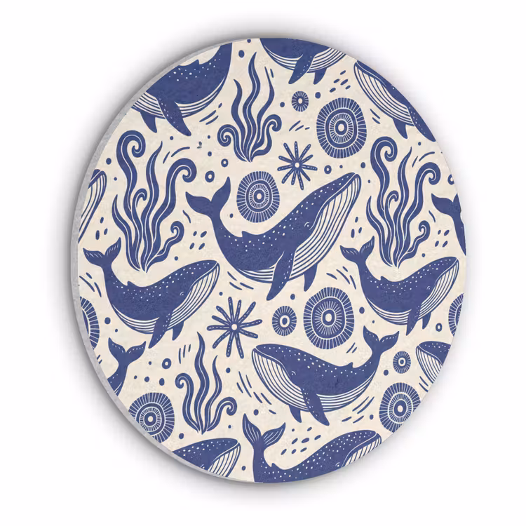 Walvis - Onderwater - Dieren - Abstract - Blauw Akoestische PET Vilt - Rond klein -3d