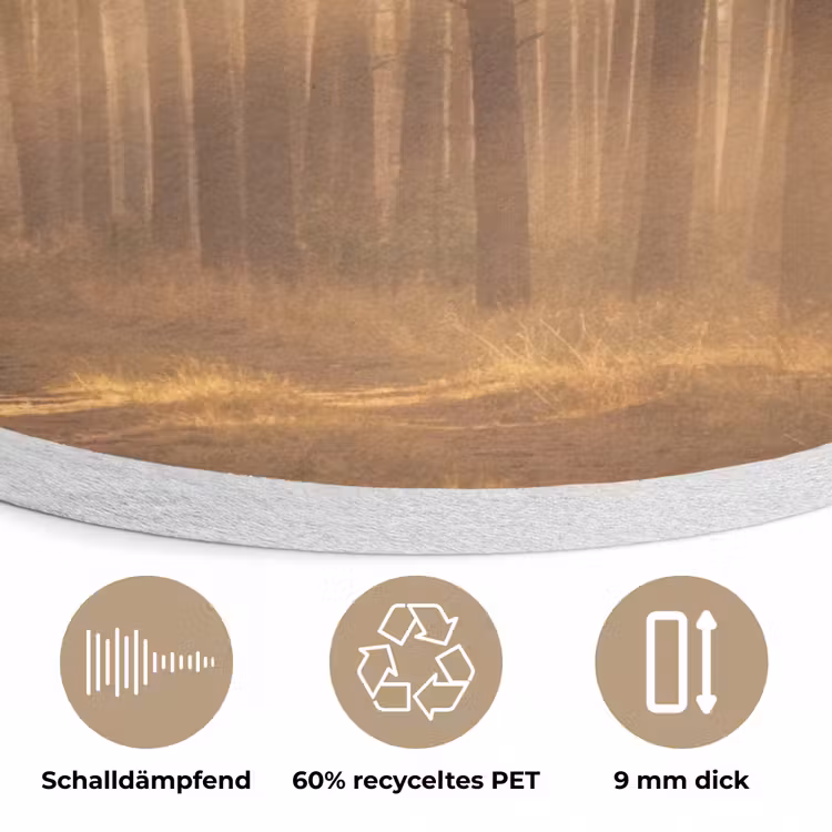Bos - Mist - Zonlicht Akoestische PET Vilt - Rond klein -closeup_DE