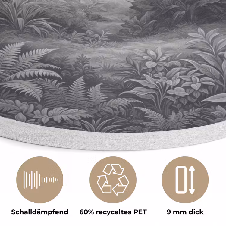Bos - Hert - Zwart - Wit Akoestische PET Vilt - Rond klein -closeup_DE