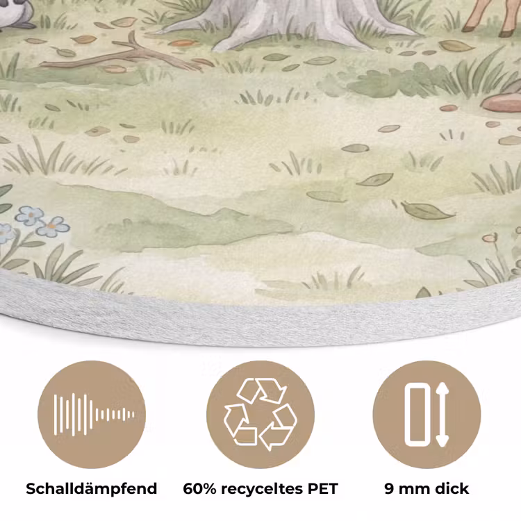 Bos - Dieren - Groen Akoestische PET Vilt - Rond klein -closeup_DE
