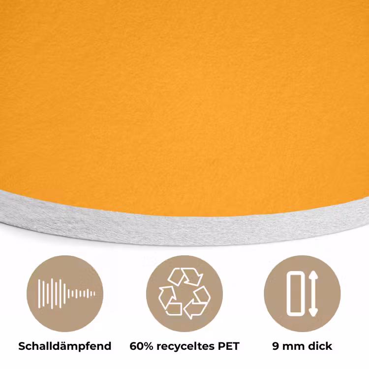 Warm - Ochre - Oranje Akoestische PET Vilt - Rond klein 838 -closeup_DE