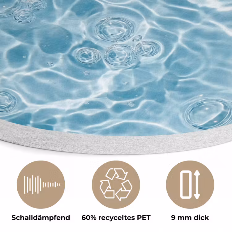 Water - Blauw - bubbels Akoestische PET Vilt - Rond klein -closeup_DE