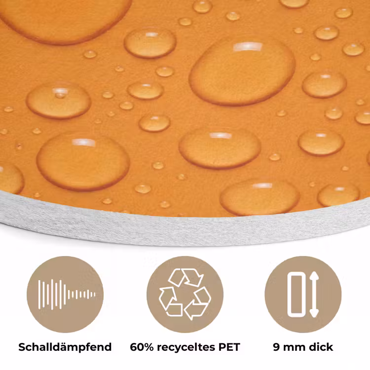 Water - Druppels - Oranje Akoestische PET Vilt - Rond klein -closeup_DE