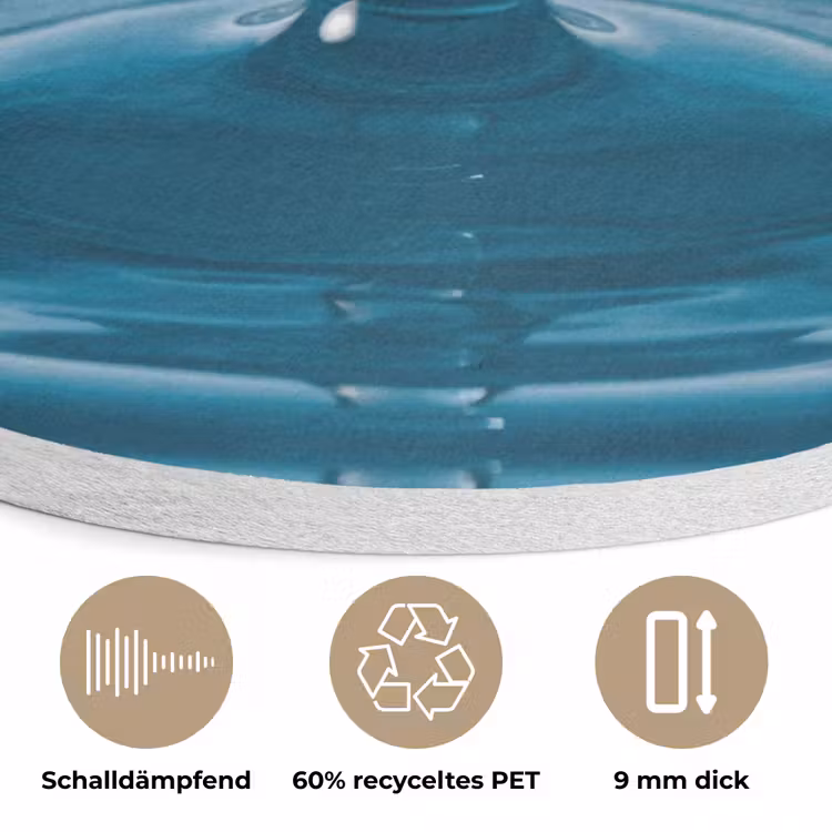 Waterdruppel - Water - Oppervlakte Akoestische PET Vilt - Rond klein -closeup_DE