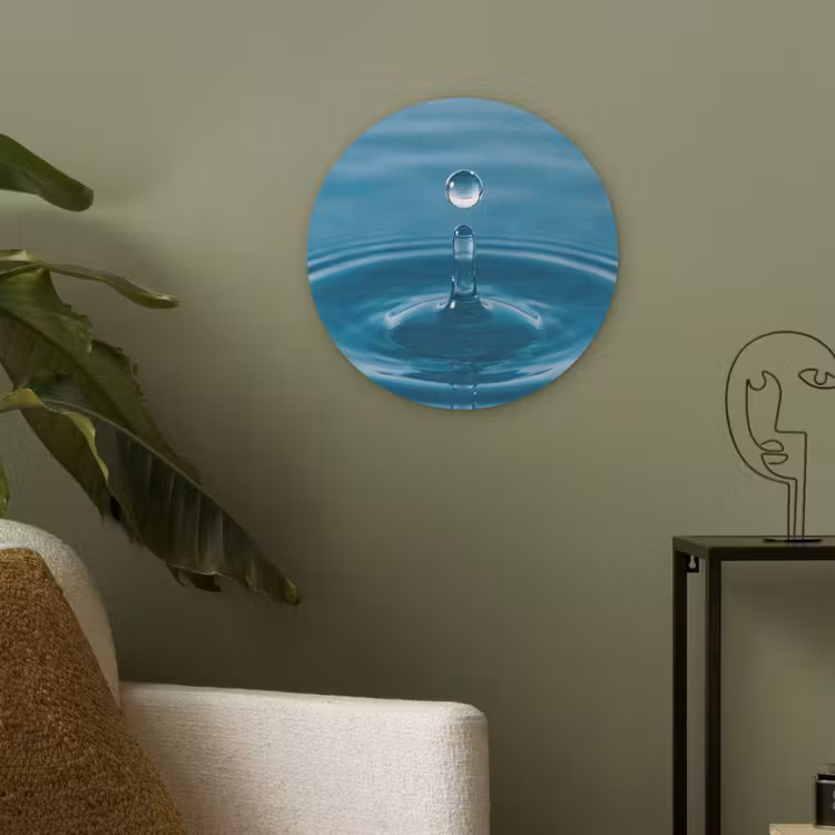 Waterdruppel - Water - Oppervlakte Akoestische PET Vilt - Rond klein -sfeer2