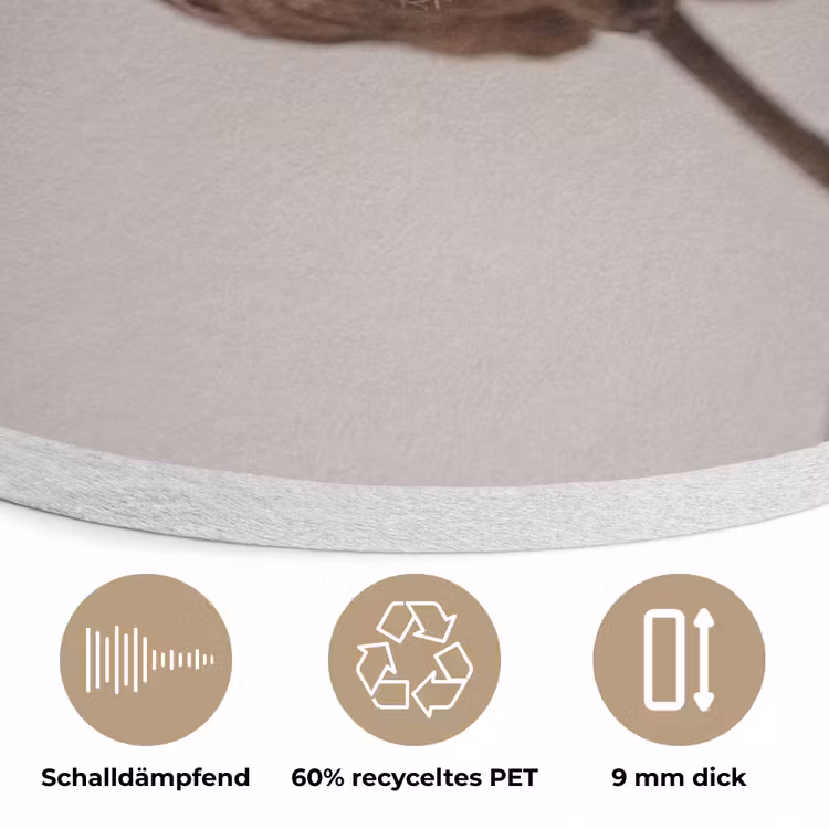 Katoenbol - Minimalistisch - Wit Akoestische PET Vilt - Rond klein -closeup_DE