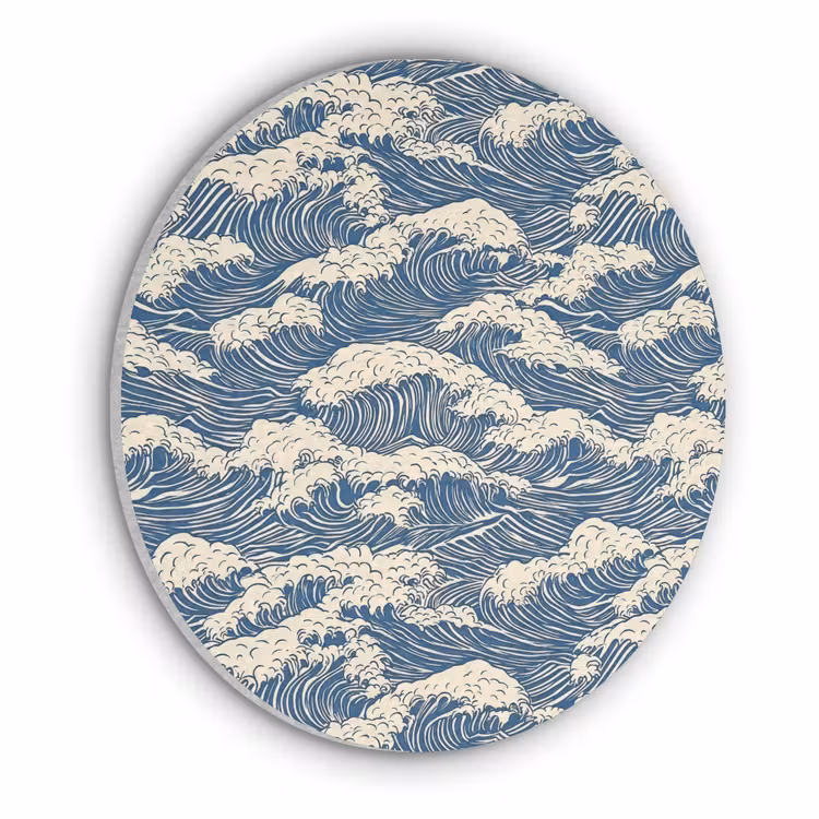 Golven - Klassiek - Blauw Akoestische PET Vilt - Rond klein 838 -3d