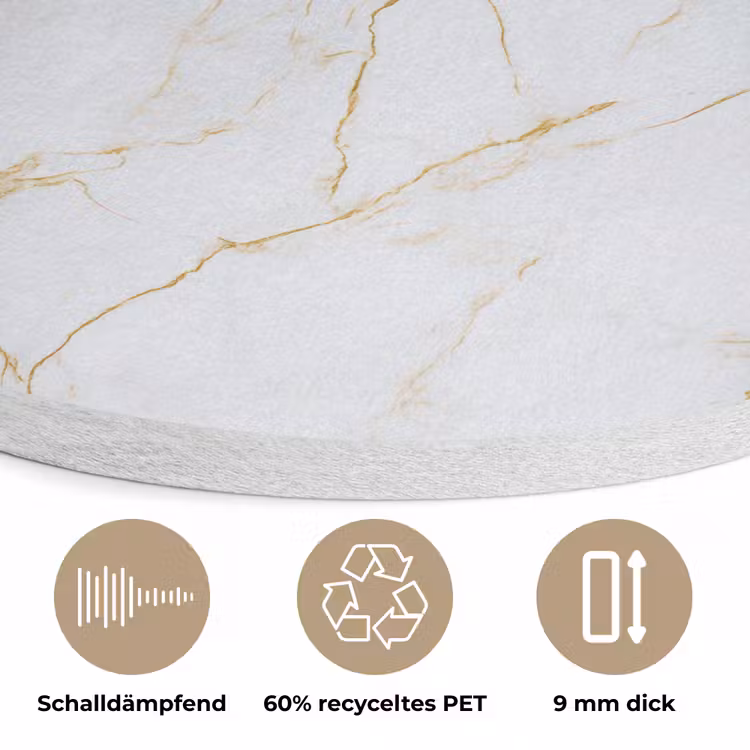 Wit - Marmer - Goud - Luxueus Akoestische PET Vilt - Rond klein 838 -closeup_DE
