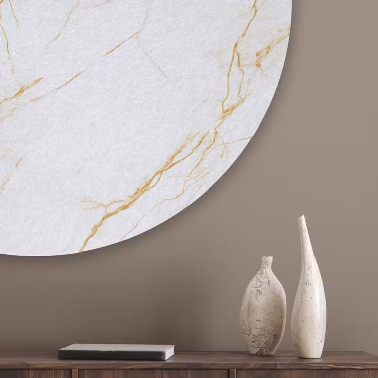 Wit - Marmer - Goud - Luxueus Akoestische PET Vilt - Rond klein 838 -sfeer5_closeup
