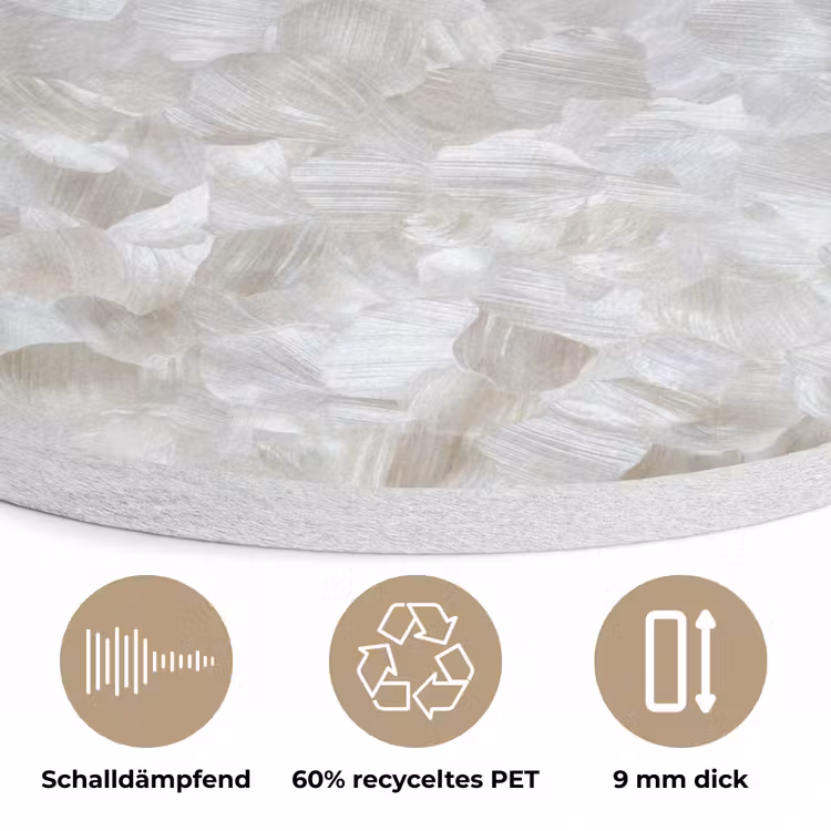 Wit - Penseelstreken - Reliëfeffect Akoestische PET Vilt - Rond klein 838 -closeup_DE