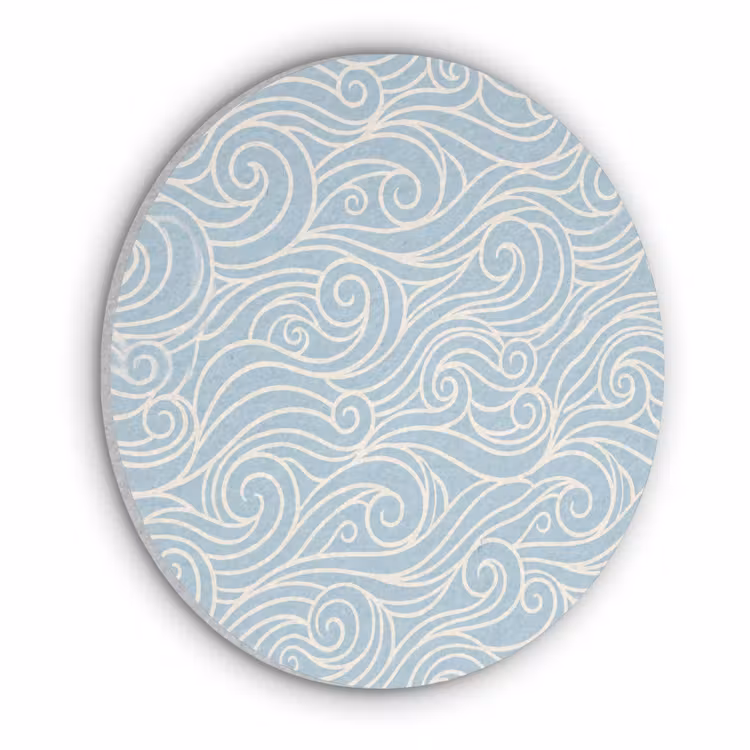 Golf - Abstract - Natuur - Modern - Blauw Akoestische PET Vilt - Rond klein -3d