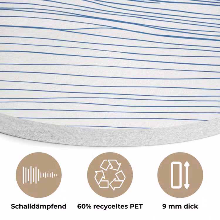 Golf - Brekende - Natuur - Minimalistisch - Blauw Akoestische PET Vilt - Rond klein -closeup_DE