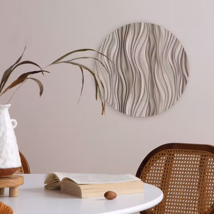 Golven - 3D - Crème Akoestische PET Vilt - Rond klein 838 -sfeer3