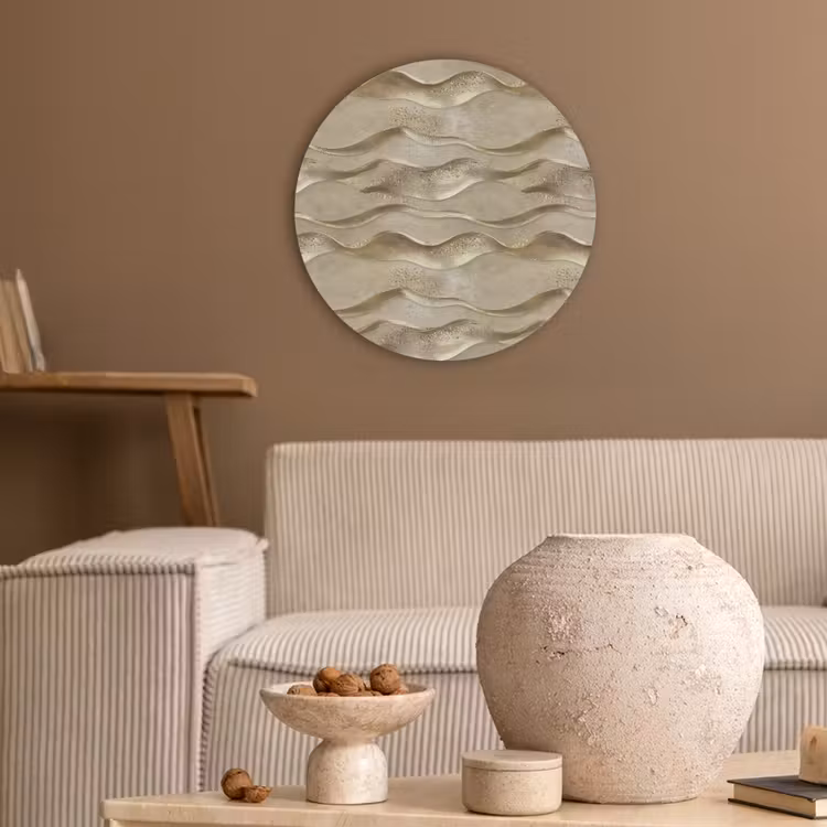 Golven - Patroon - Goud Akoestische PET Vilt - Rond klein 838 -sfeer1