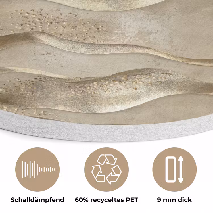Golven - Patroon - Goud Akoestische PET Vilt - Rond klein 838 -closeup_DE