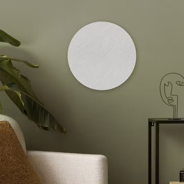 Golven - Ribbels - Wit Akoestische PET Vilt - Rond klein 838 -sfeer2