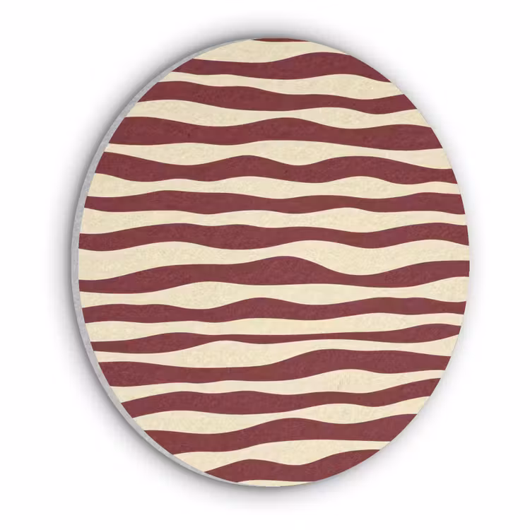 Golven - Rood - Patroon - Crème Akoestische PET Vilt - Rond klein 838 -3d