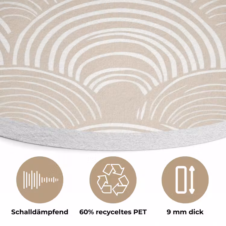 Golven - Structuur - Beige Akoestische PET Vilt - Rond klein 838 -closeup_DE